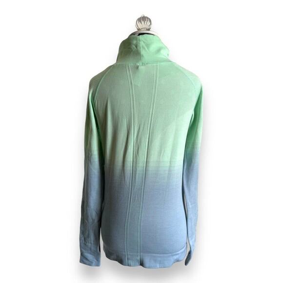 Ivivva Girls Turtleneck Sz 14 Blue Green Ombre Fly Tech Mock Neck Thumb Holes - Picture 4 of 7
